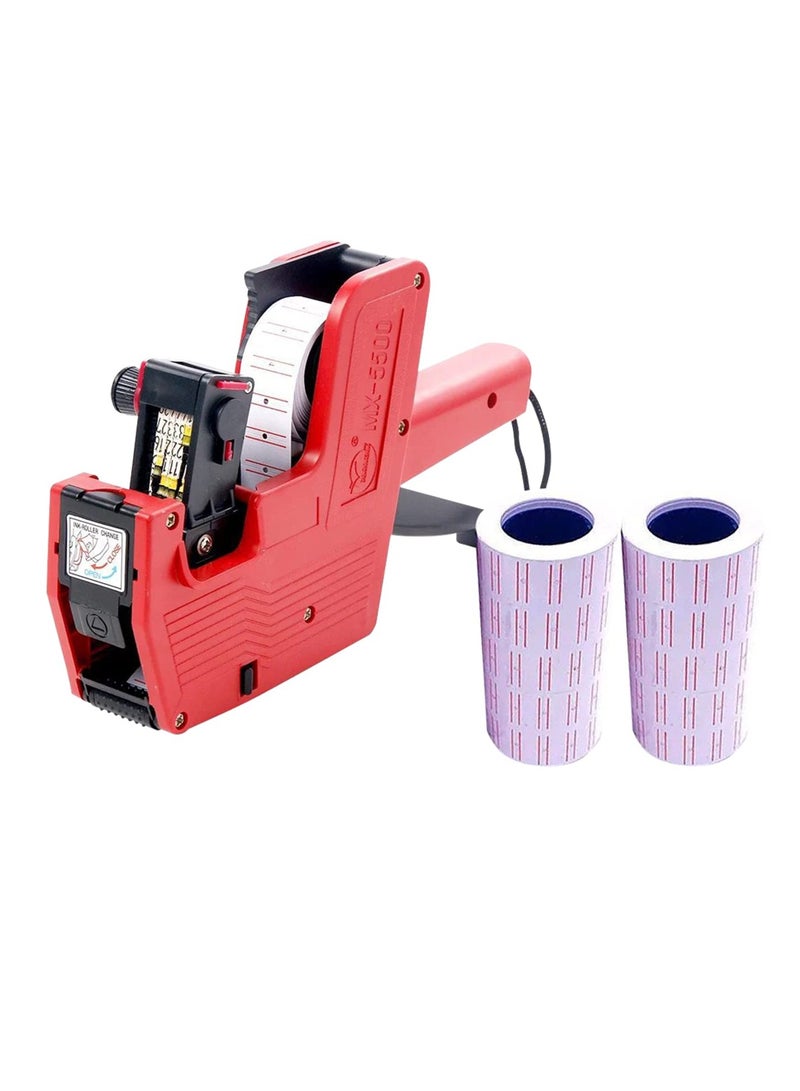 Gun with Labels Kit, 8 Digits Price Tag Machine Handheld Price Label Date Maker Pricing with Price Labels Paper for Office Retail Shop Grocery Store Organization Marking Warehouse - Image 1