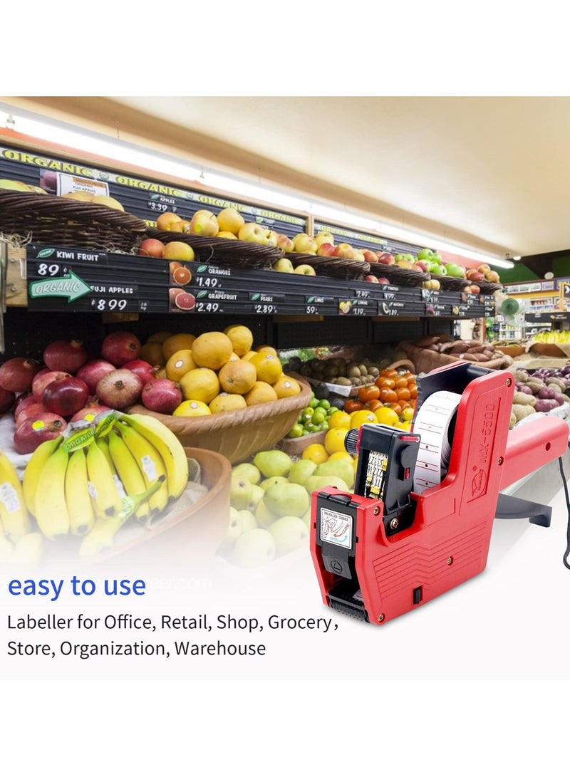 Gun with Labels Kit, 8 Digits Price Tag Machine Handheld Price Label Date Maker Pricing with Price Labels Paper for Office Retail Shop Grocery Store Organization Marking Warehouse - Image 2