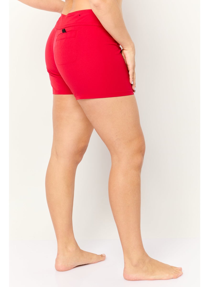 Burnside - Women Solid Board Shorts, Red - Image 1