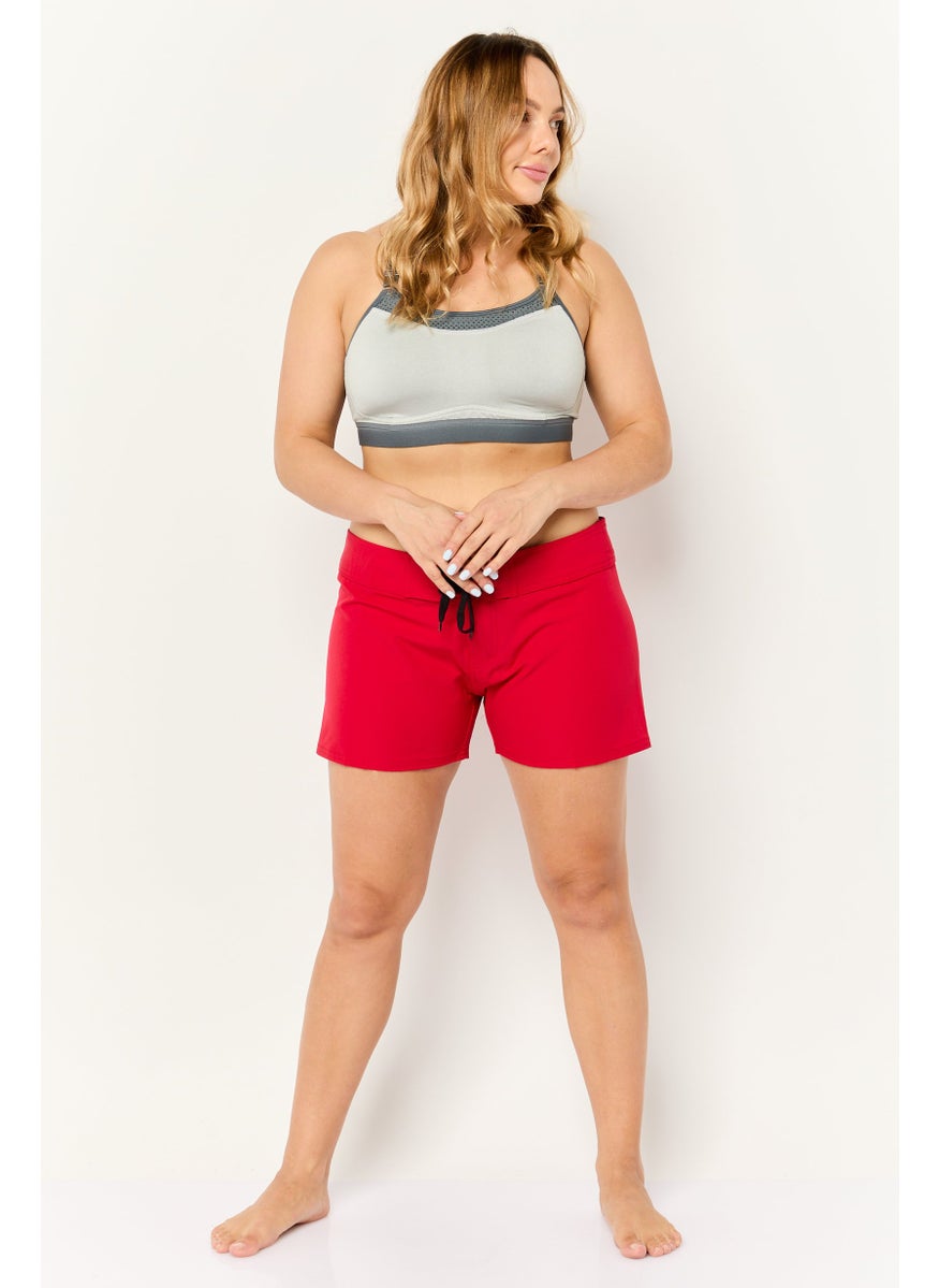 Burnside - Women Solid Board Shorts, Red - Image 1