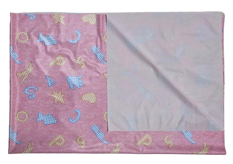 Ecosoft Baby Plastic Sheet | Baby Bed Protector | 0-18 Months | 90 x 135 cm (Pink ABCD) - Image 1