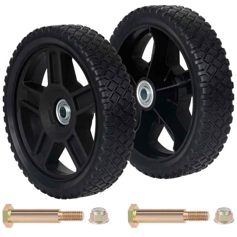 CheeMuii 8 Inch Lawn Mower Wheels 2 Pack 8 Push Lawn Mower Wheels with Bolts and Lock Nuts Kit Fit for Most Standard push Lawn MowersGeneratorGarden TillerHandtruck - Image 2
