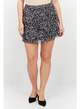 Women Sequins Mini Skirt, Silver