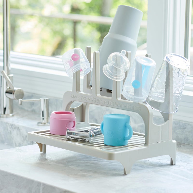 PopYum Seattle Gray Space Saving Drying Rack from 100% Recycled Bottles, countertop for Baby Bottle, Plastic Bags, Cups, Glass, tumblers, Compact - Image 2
