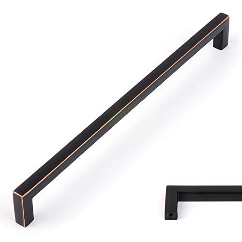 KOOFIZO Solid Square Bar Cabinet Handle Oil Rubbed Bronze Furniture Pull 10 Inch256mm Screwhole Distance 10Pack for Kitchen Cupboard Door Bedroom Dresser Drawer Bathroom Hardware - Image 1