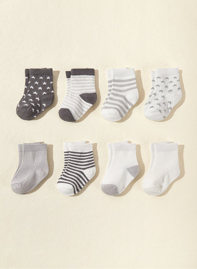 8 Pairs Of Infant And Toddler Four-Season Short Socks And Mid-Tube Socks - Image 1