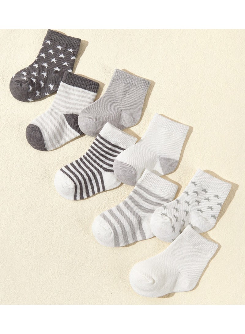 8 Pairs Of Infant And Toddler Four-Season Short Socks And Mid-Tube Socks - Image 2