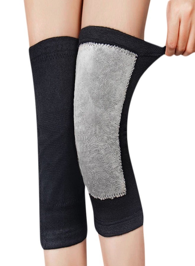 JUMISEE 1 Pair Cotton Compression Knee Sleeve for Men Women, Warm Fleece Lined Knee Brace Leg Support for Running Pain Management Arthritis Pain Relief Rheumatism - Image 1