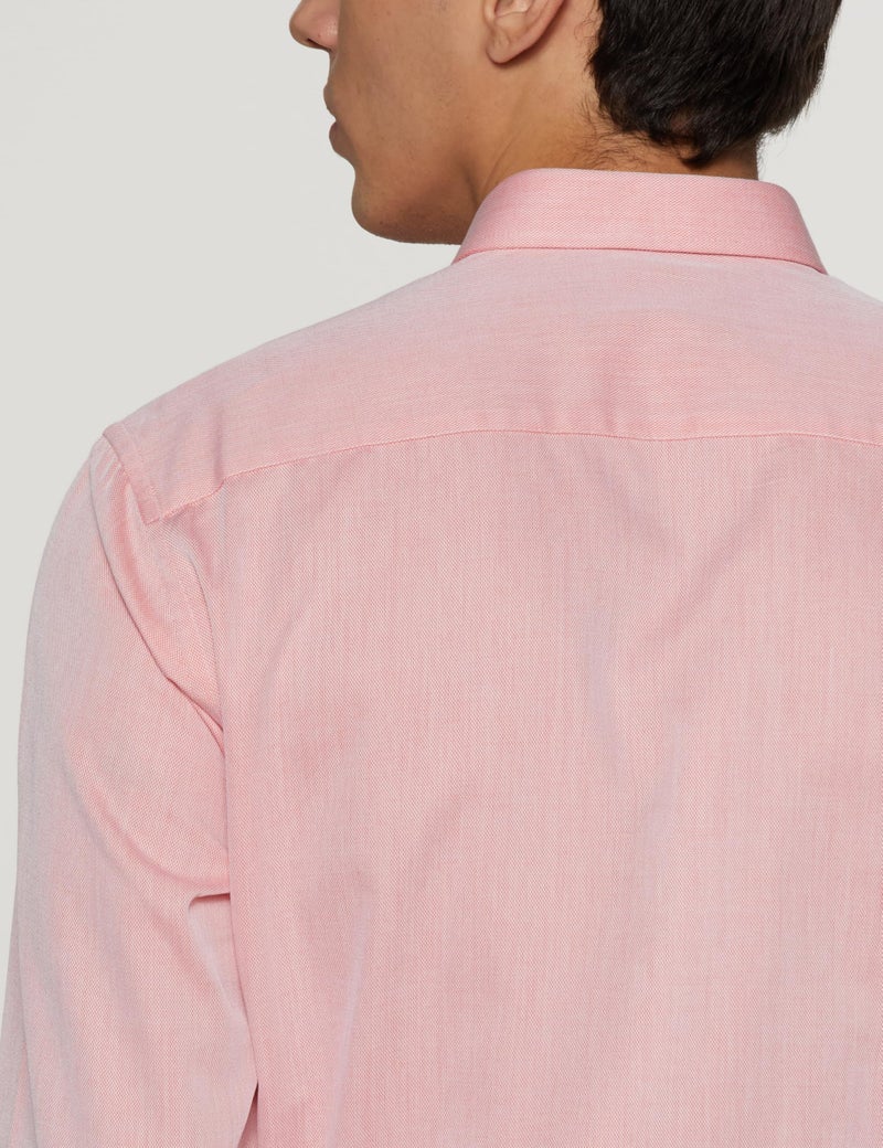 Peter England Men's Classic Textured Slim Fit Full Sleeve Shirt | Wonder Fabric | Cotton Rich | Premium Dobby Peach, 40 - Image 3