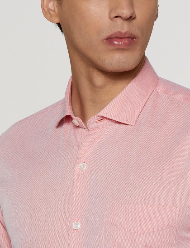 Peter England Men's Classic Textured Slim Fit Full Sleeve Shirt | Wonder Fabric | Cotton Rich | Premium Dobby Peach, 40 - Image 2