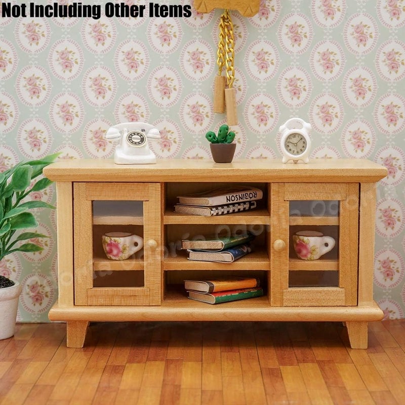 أودوريا 1/12 حامل تلفزيون مصغر، إكسسوارات أثاث لبيت الدمى، لون خشب البورليوود - Image 5
