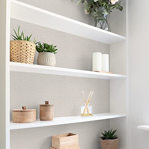 TANONE Contact Paper Peel and Stick (15.8 in X 118 in), Grasscloth Wallpaper Self Adhesive Removable Wallpaper, Fabric Linen Thickened Wall Paper Decorative for Wall Cabinets Drawers Kitchen - Image 4