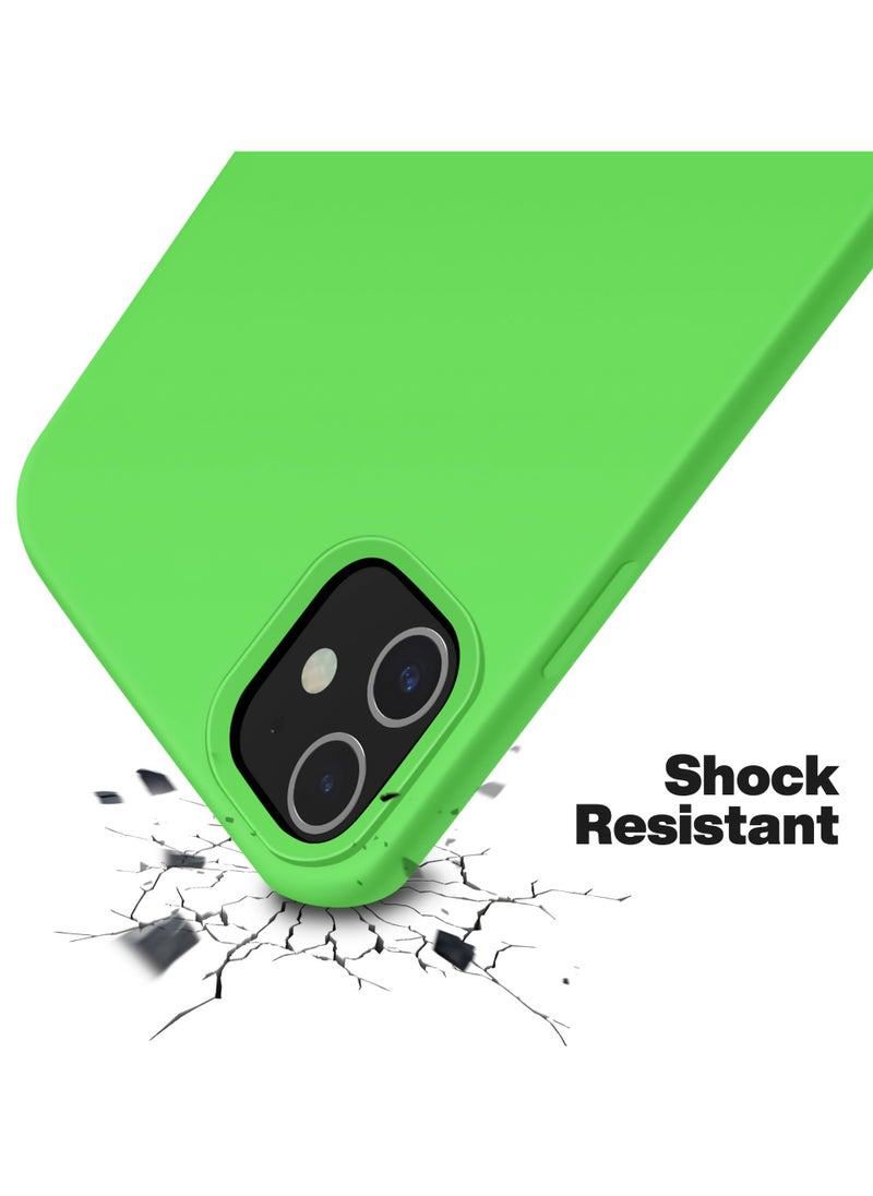 Generic - Compatible with iPhone 11 6.1 Inch Slim Liquid Silicone 4 Layers Soft Gel Rubber Shockproof Protective Phone Case with Anti Scratch Microfiber Lining (Neon Green) - Image 1