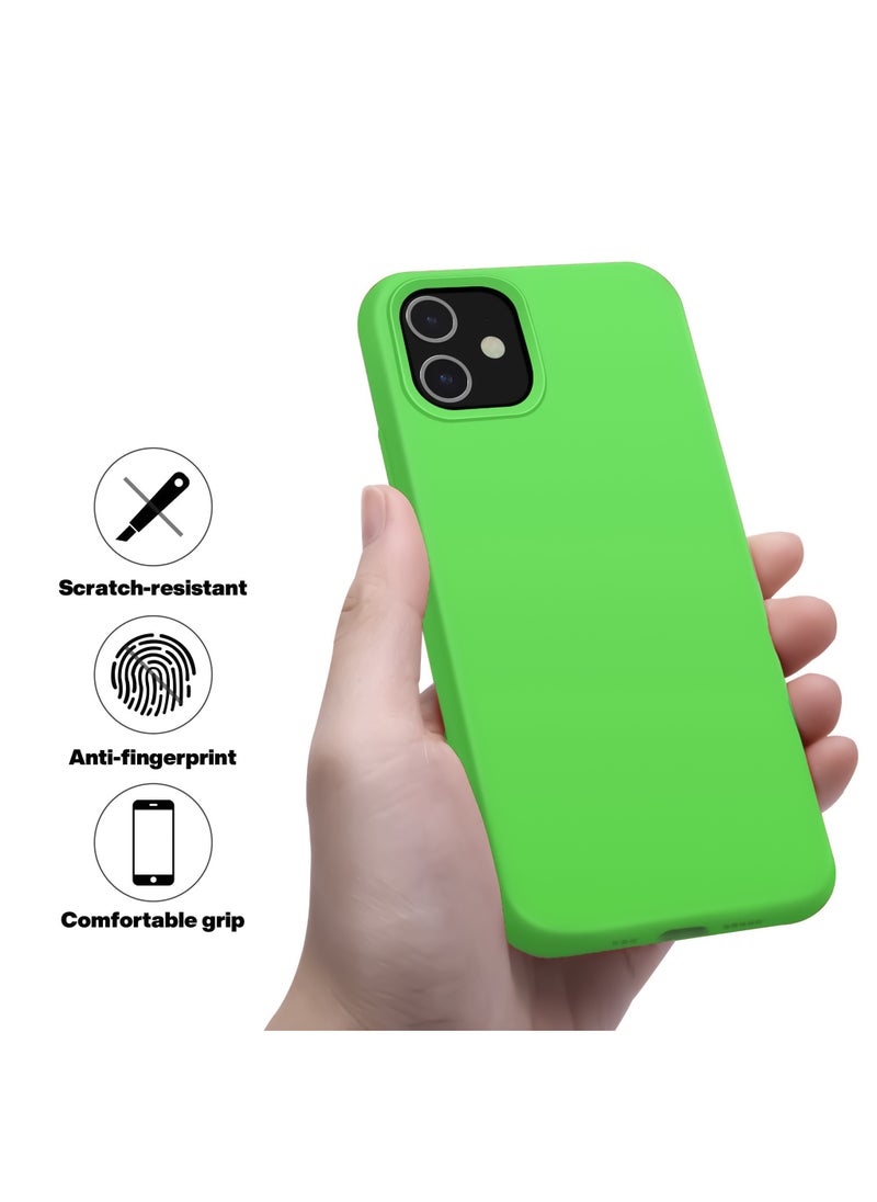 Generic - Compatible with iPhone 11 6.1 Inch Slim Liquid Silicone 4 Layers Soft Gel Rubber Shockproof Protective Phone Case with Anti Scratch Microfiber Lining (Neon Green) - Image 1