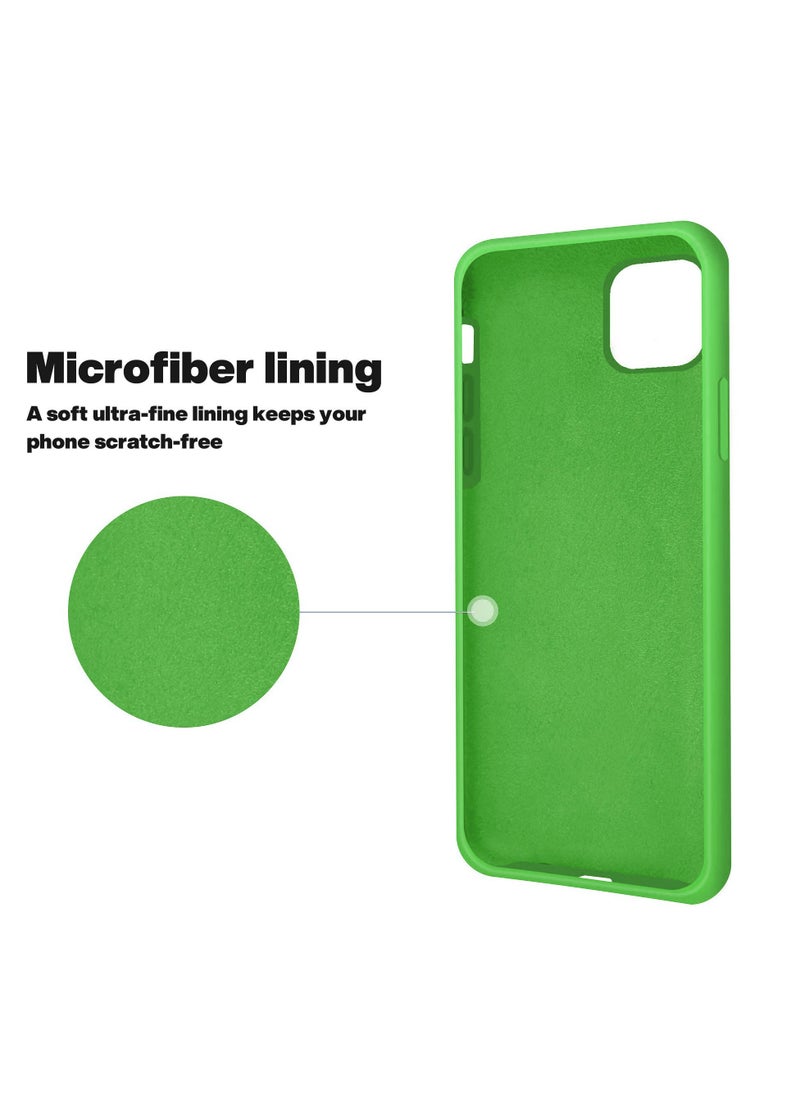 Generic - Compatible with iPhone 11 6.1 Inch Slim Liquid Silicone 4 Layers Soft Gel Rubber Shockproof Protective Phone Case with Anti Scratch Microfiber Lining (Neon Green) - Image 1