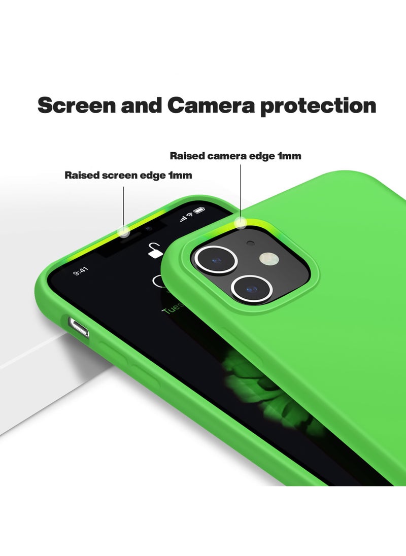 Generic - Compatible with iPhone 11 6.1 Inch Slim Liquid Silicone 4 Layers Soft Gel Rubber Shockproof Protective Phone Case with Anti Scratch Microfiber Lining (Neon Green) - Image 1