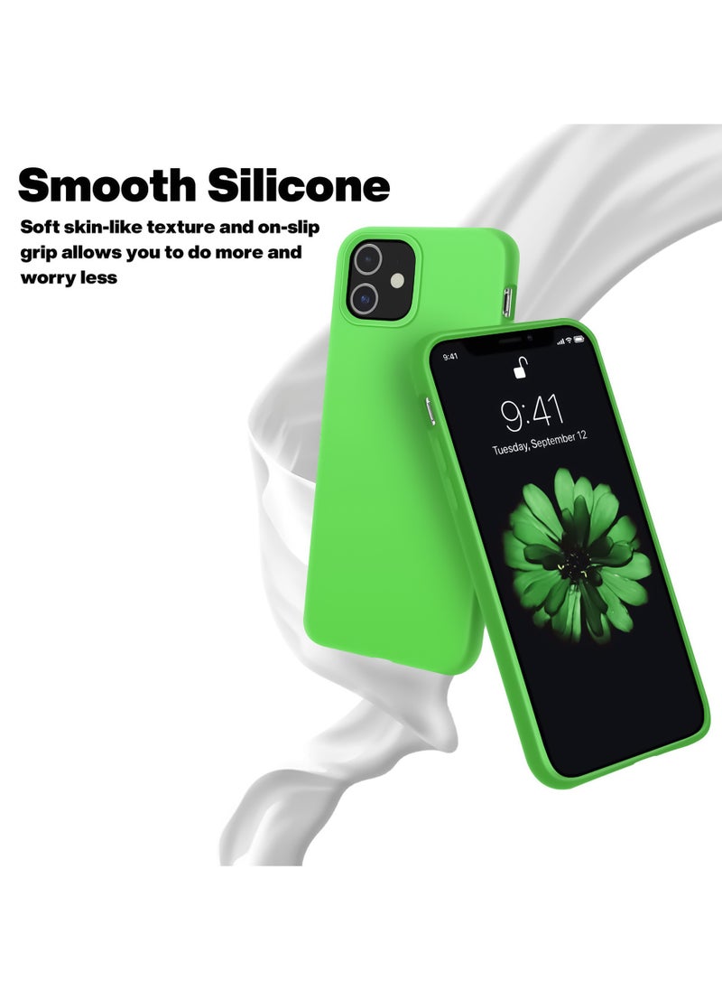 Generic - Compatible with iPhone 11 6.1 Inch Slim Liquid Silicone 4 Layers Soft Gel Rubber Shockproof Protective Phone Case with Anti Scratch Microfiber Lining (Neon Green) - Image 1