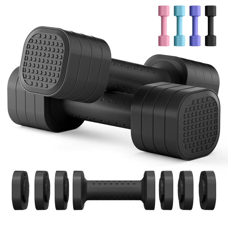 Zempox Adjustable Dumbbell Set of 2, 4 in 1 Free Weights Dumbbells Set for Women, Hand Weights for Women at Home, Each 2lb 3lb 4lb 5lb with TPU Soft Rubber Handle for Home Gym Exercise Training - Image 1