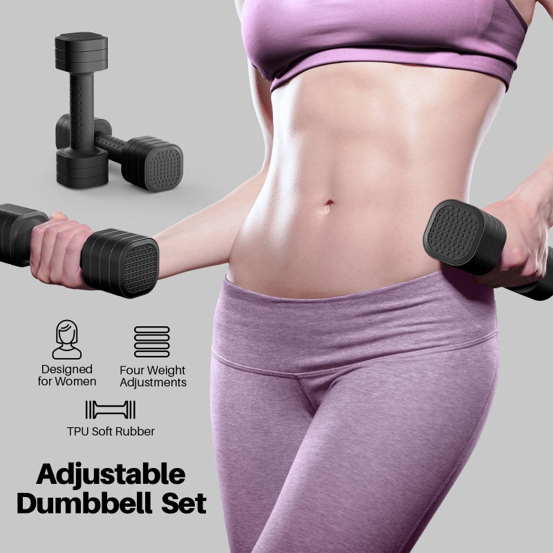 Zempox Adjustable Dumbbell Set of 2, 4 in 1 Free Weights Dumbbells Set for Women, Hand Weights for Women at Home, Each 2lb 3lb 4lb 5lb with TPU Soft Rubber Handle for Home Gym Exercise Training - Image 2