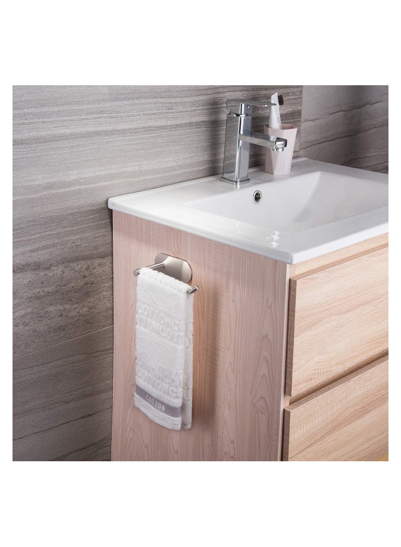 Adhesive Towel Ring Holder for Bathroom Kitchen, Silver SUS 304 Stainless Steel Brushed Towel Bar, No Drill Towel Rack - Space Saving Solution for Hand Towels. - Image 3