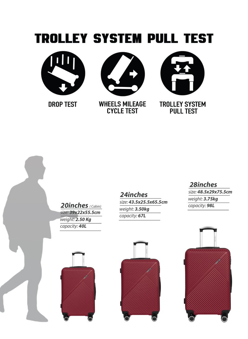 PARAJOHN Aurora 28 Inch Large Check-In Luggage – 30kg Lightweight ABS Hard Shell Trolley Bag with 4 Wheel Spinner & TSA Lock, Burgundy - Image 5