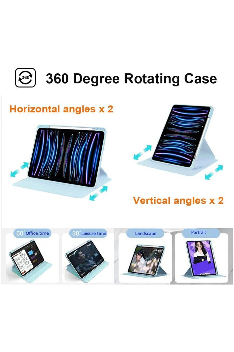 LEDIN Rotating Case for iPad Pro 13-Inch M4 (2024) with Pencil Holder,360 Degree Rotation Protective Stand Slim Cover Clear Back, Auto Wake/Sleep (iPad Pro 13) - Image 3
