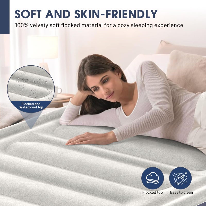 DIVON Twin Air Mattress with Built-in Pump,18''Raised Blow Up Mattress 2 Mins Self Inflation/Deflation,Upgraded Thicker Inflatable Mattressï¼ŒFlocked Top Air Bed with Storage Bag for Guests,Homeï¼ŒCamping - Image 2