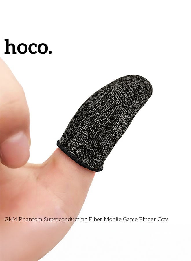 hoco. GM4 Phantom Super Conducting Silver Fiber Screen Finger Sleeves For Mobile Gaming(2 Pairs, Black) - Image 2