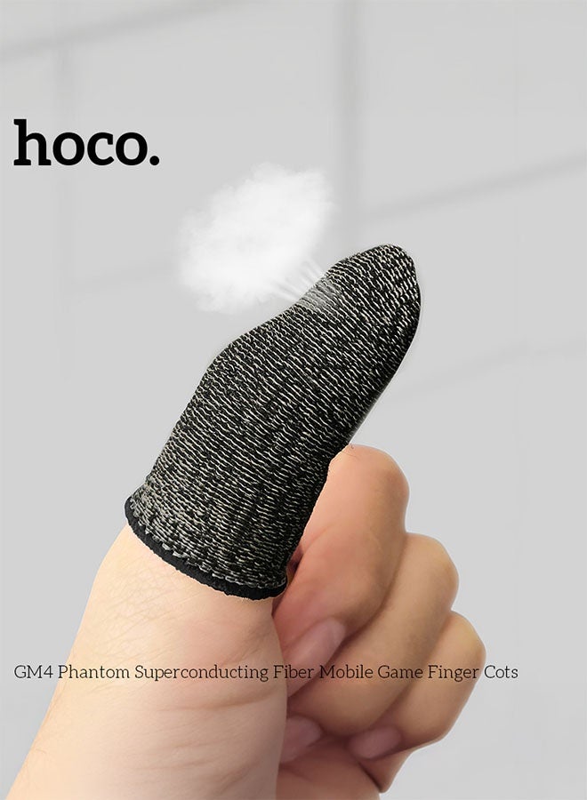 hoco. GM4 Phantom Super Conducting Silver Fiber Screen Finger Sleeves For Mobile Gaming(2 Pairs, Black) - Image 5