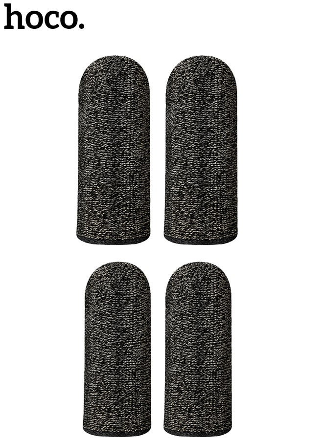 hoco. GM4 Phantom Super Conducting Silver Fiber Screen Finger Sleeves For Mobile Gaming(2 Pairs, Black) - Image 1