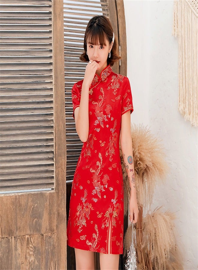 Loquat Dragon And Phoenix Daily Banquet Dress Red  - Image 3