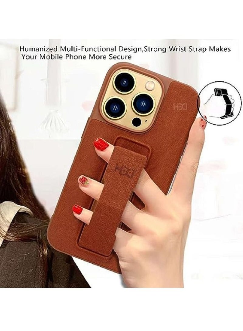 iPhone 13 Pro Max Mobile Cover Leather With Stand-Brown
