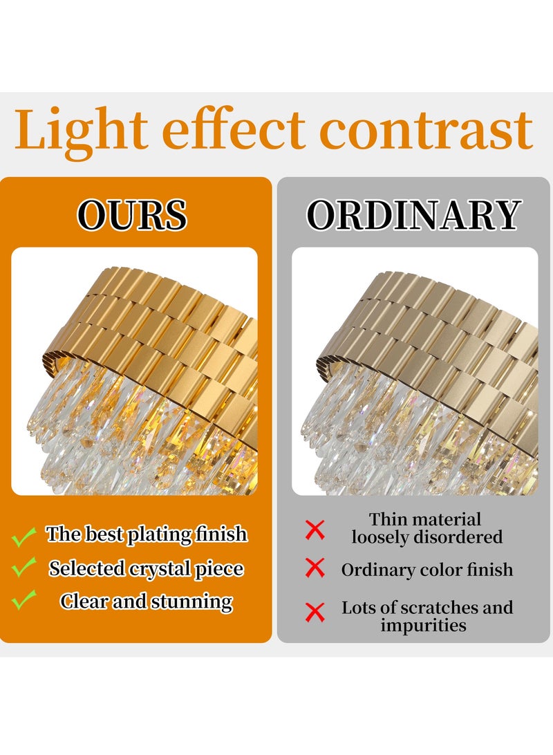 YATAI LIGHTING Luxury Crystal Chandelier Living Room,Dia 60cm Gold Modern Crystal Chandelier Light, Round Crystal Chandelier Lamp for Dining Room Hotel Hall Art Decor - Image 5