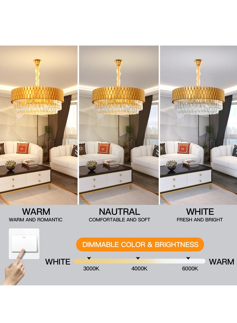 YATAI LIGHTING Luxury Crystal Chandelier Living Room,Dia 60cm Gold Modern Crystal Chandelier Light, Round Crystal Chandelier Lamp for Dining Room Hotel Hall Art Decor - Image 3