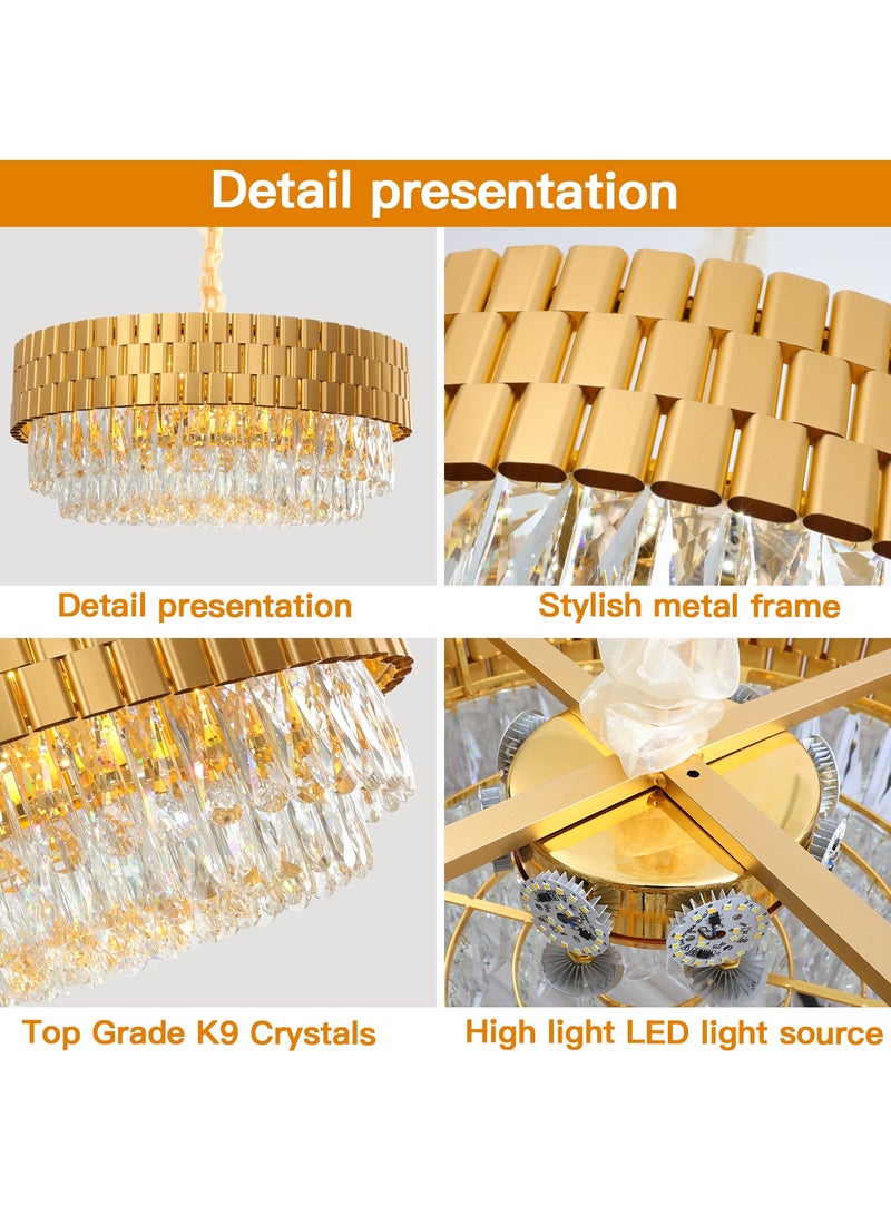 YATAI LIGHTING Luxury Crystal Chandelier Living Room,Dia 60cm Gold Modern Crystal Chandelier Light, Round Crystal Chandelier Lamp for Dining Room Hotel Hall Art Decor - Image 4