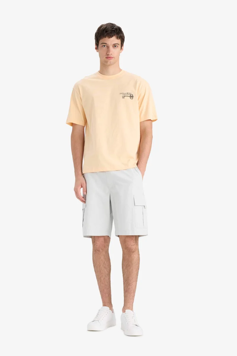 ديفاكتو Cotton Boxy Fit Crew Neck Printed T-Shirt