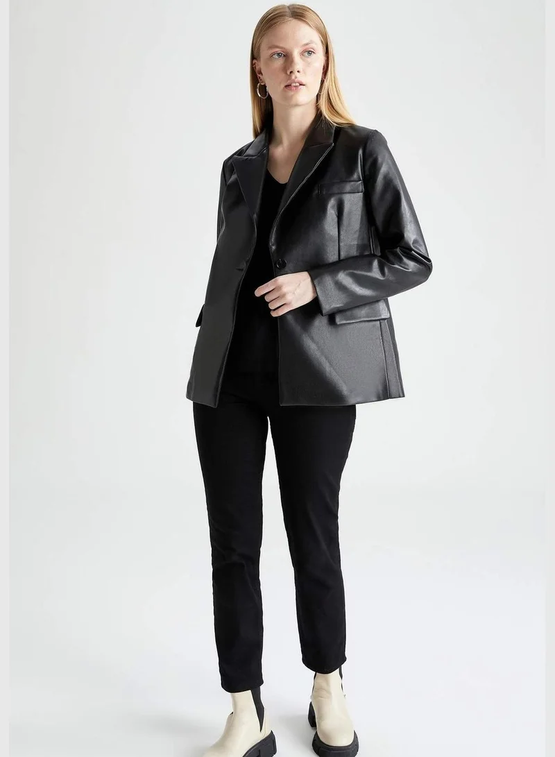 DeFacto Woman Regular Fit Hoodie Outer Wear PU Jacket