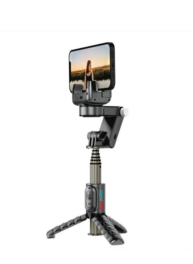 سمارتكس مثبت جيمبال الذكي Q18 أحادي المحور مع عصا سيلفي قابلة للتمديد، وحامل ثلاثي القوائم، وإضاءة تعبئة، وتتبع الوجه بزاوية 360 درجة | توازن تلقائي، وتقنية التعرف على الوجه بالذكاء الاصطناعي للتصوير المرئي، ومتتبع تلقائي، وحامل ثلاثي القوائم لحركة الوجه لتصوير الفيديو، وجهاز تحكم عن بعد لأجهزة iPhone وAndroid - Image 1