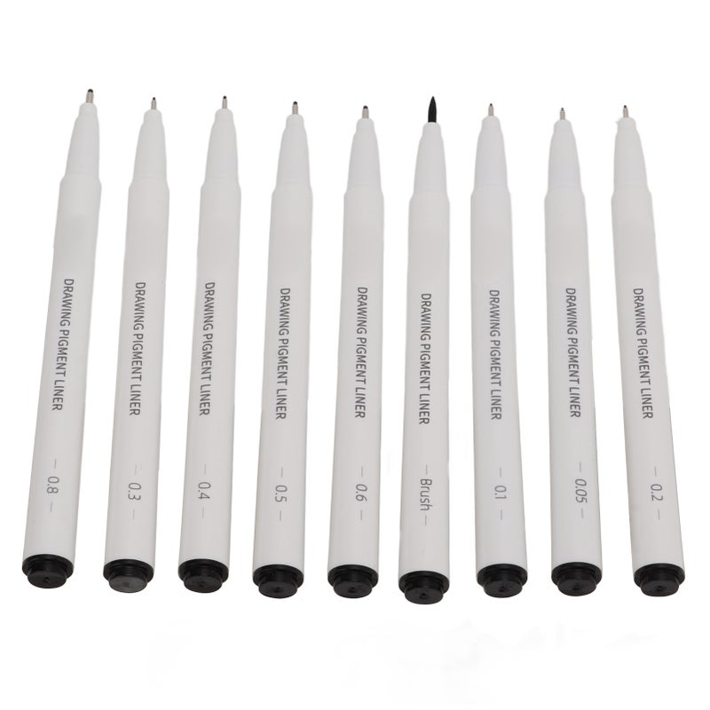 Waterproof Micro Line Pens 9 Black Multi-Tip Sizes Smoother Writing Fineliner Pens - Bleed & Fade Resistant Ink Micro Pens for Line Drawing Coloring Handbook Painting - Image 5