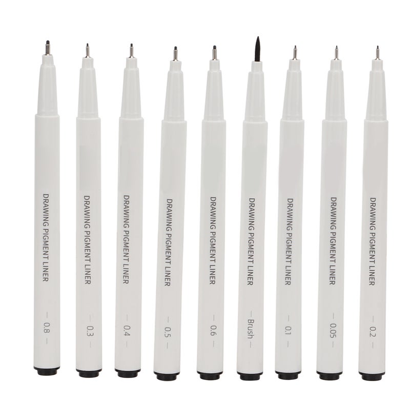 Waterproof Micro Line Pens 9 Black Multi-Tip Sizes Smoother Writing Fineliner Pens - Bleed & Fade Resistant Ink Micro Pens for Line Drawing Coloring Handbook Painting - Image 1