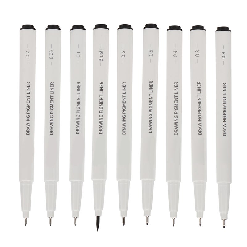 Waterproof Micro Line Pens 9 Black Multi-Tip Sizes Smoother Writing Fineliner Pens - Bleed & Fade Resistant Ink Micro Pens for Line Drawing Coloring Handbook Painting - Image 4