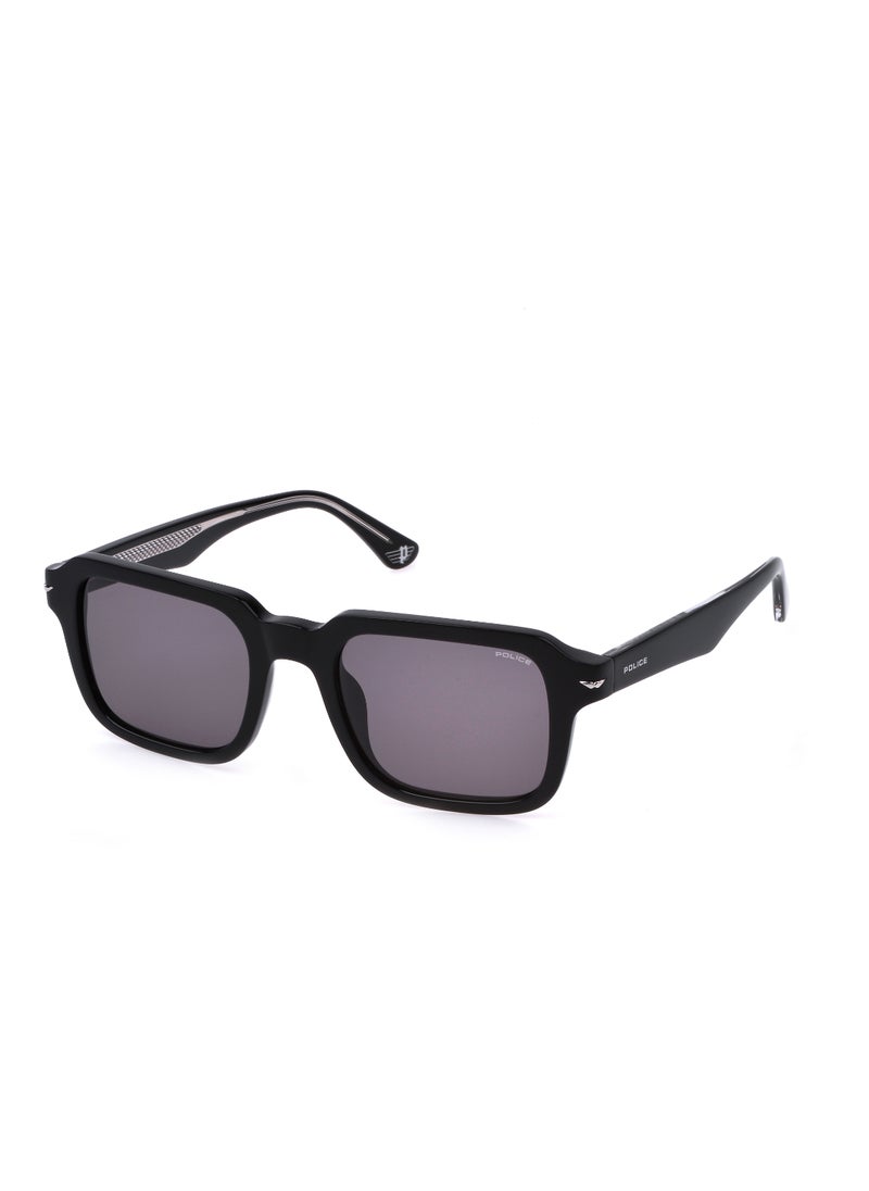 POLICE - Men's Square Shape  Acetate Sunglasses SPLN36M52700Y - Lens Size: 52 Mm - Shiny Black - Image 1