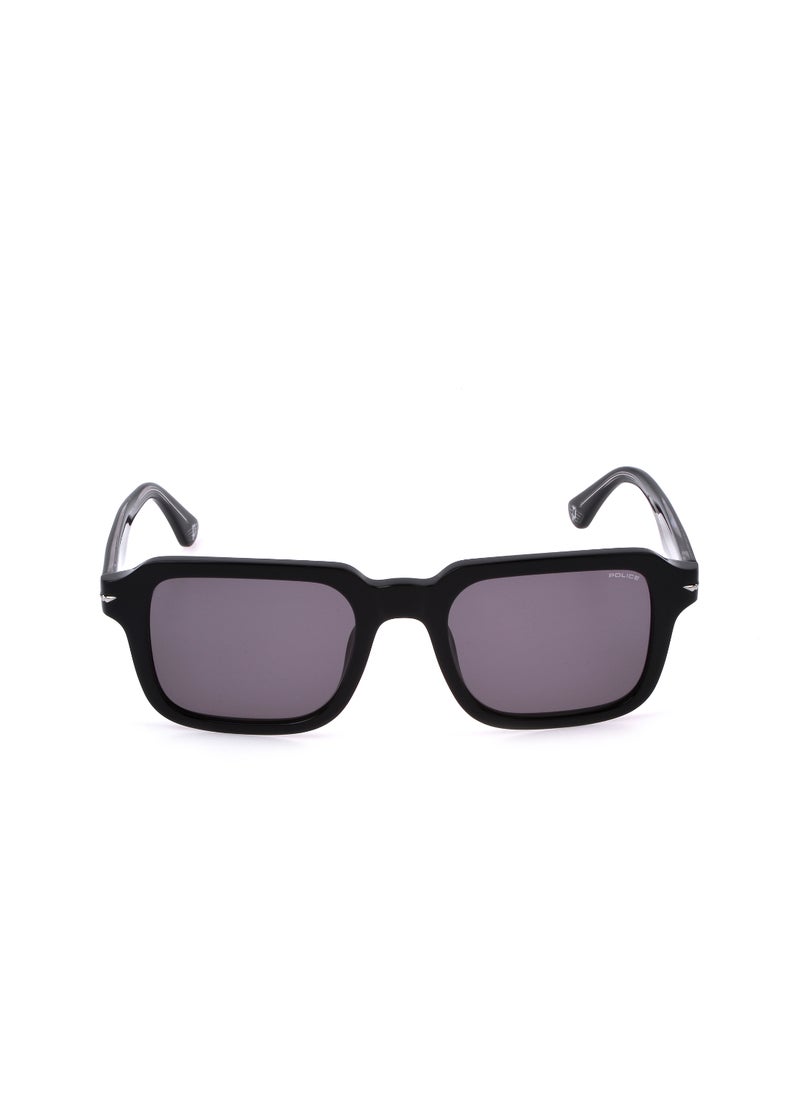 POLICE - Men's Square Shape  Acetate Sunglasses SPLN36M52700Y - Lens Size: 52 Mm - Shiny Black - Image 1