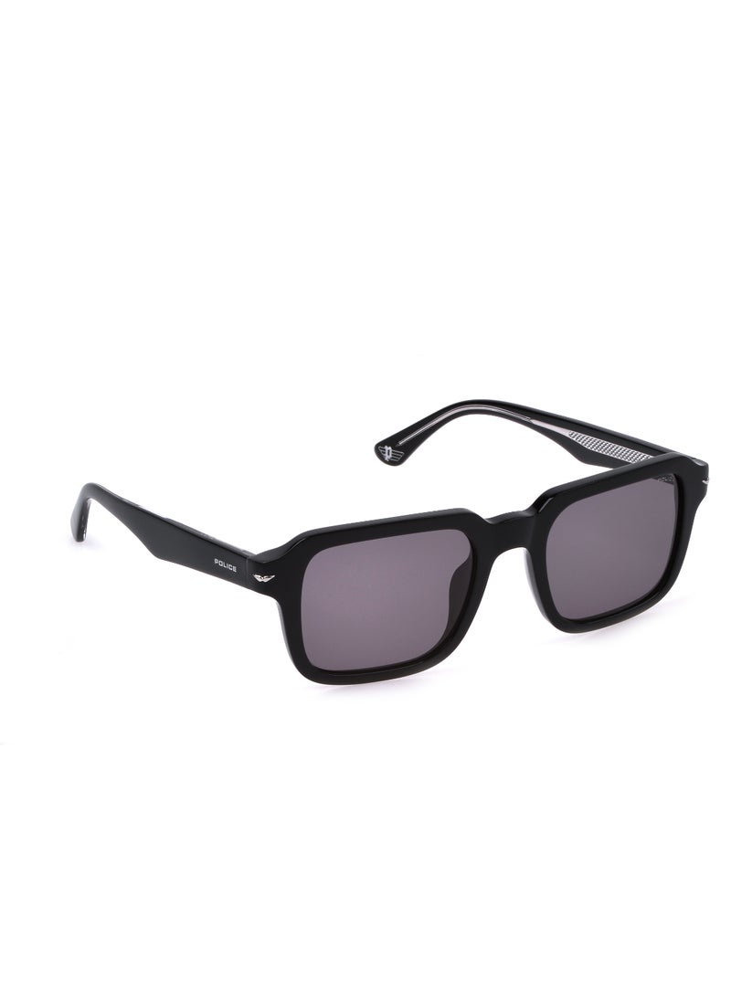POLICE - Men's Square Shape  Acetate Sunglasses SPLN36M52700Y - Lens Size: 52 Mm - Shiny Black - Image 1