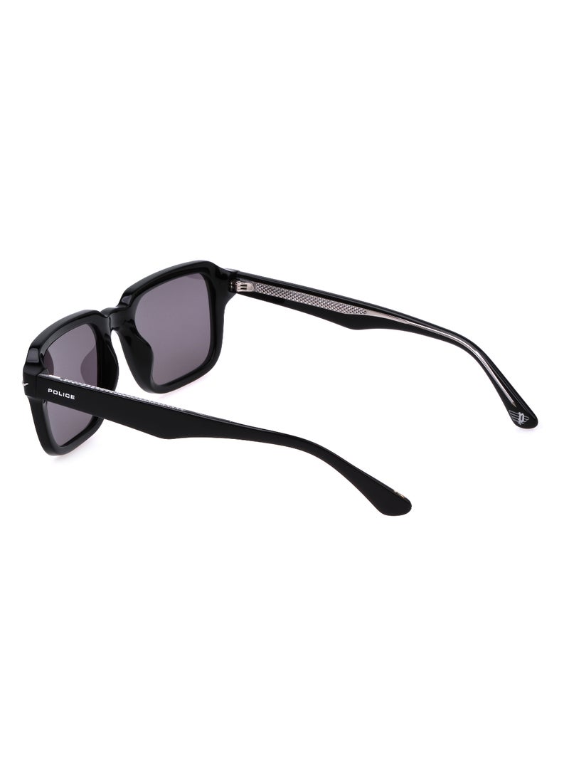 POLICE - Men's Square Shape  Acetate Sunglasses SPLN36M52700Y - Lens Size: 52 Mm - Shiny Black - Image 1