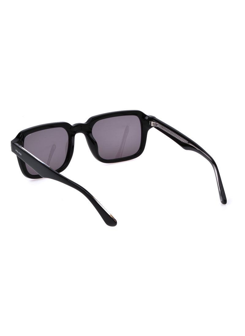 POLICE - Men's Square Shape  Acetate Sunglasses SPLN36M52700Y - Lens Size: 52 Mm - Shiny Black - Image 1