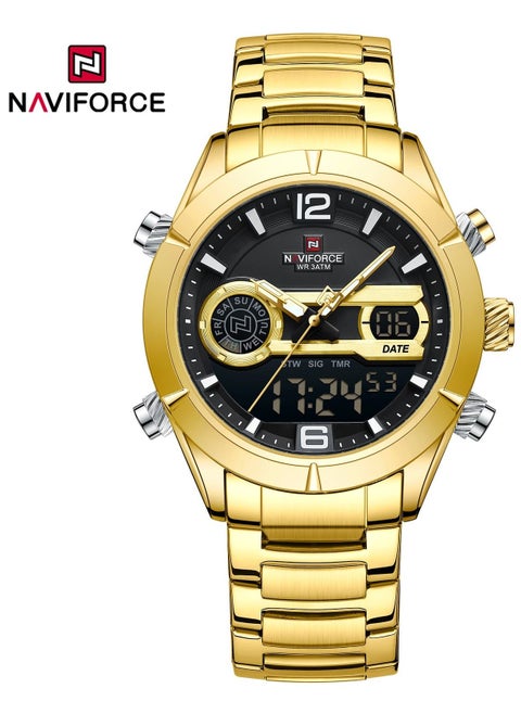 Dual Display Stainless Steel Watch for Men with Analog and Digital Time Multifunctional Features Luminous Hands and Water Resistant Design for Everyday and Outdoor Use