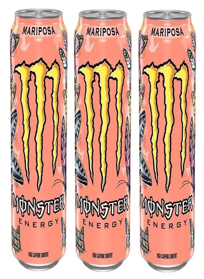 Monster Energy Mariposa Flavour Energy Drink, High Caffeine Content, 500ml Cans, X Pack of 3 (Product Of USA) From DECADENT - Image 1