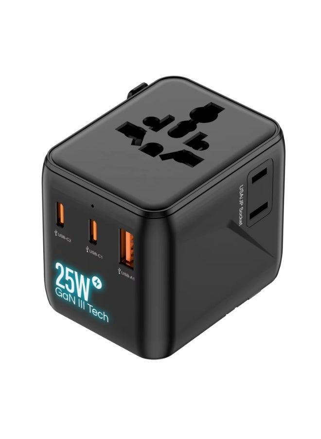 أنوغرل محول سفر عالمي بقدرة شحن سريع 25 واط، مزود بمنفذ USB-A واحد ومنفذي USB-C، شاحن حائط للهواتف الذكية والأجهزة اللوحية وأجهزة الكمبيوتر المحمولة - Image 1