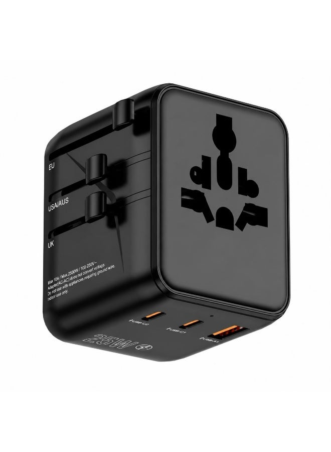 أنوغرل محول سفر عالمي بقدرة شحن سريع 25 واط، مزود بمنفذ USB-A واحد ومنفذي USB-C، شاحن حائط للهواتف الذكية والأجهزة اللوحية وأجهزة الكمبيوتر المحمولة - Image 2